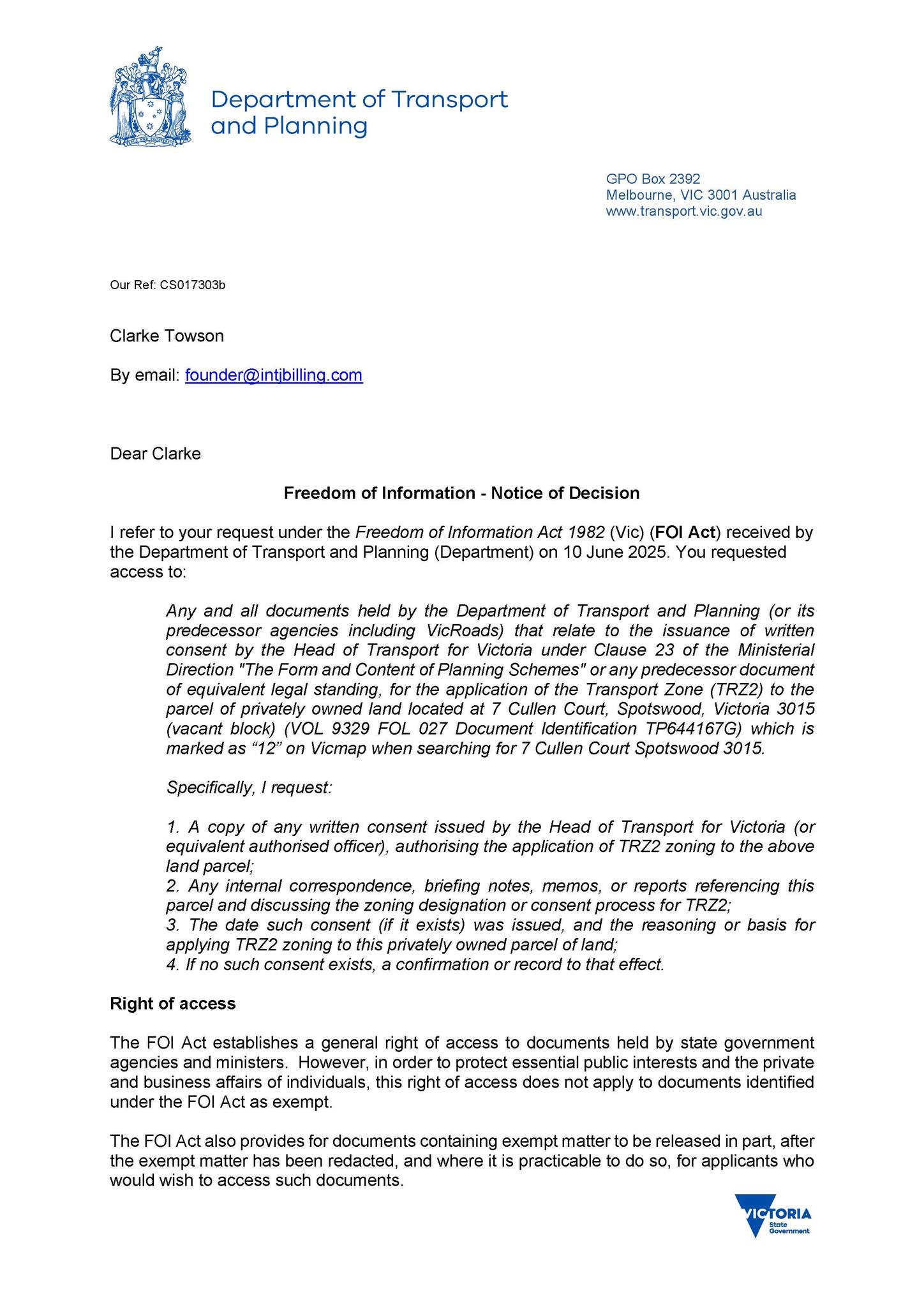 FOI Response Page 1