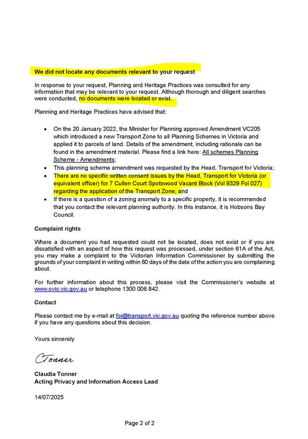 FOI Response Page 2