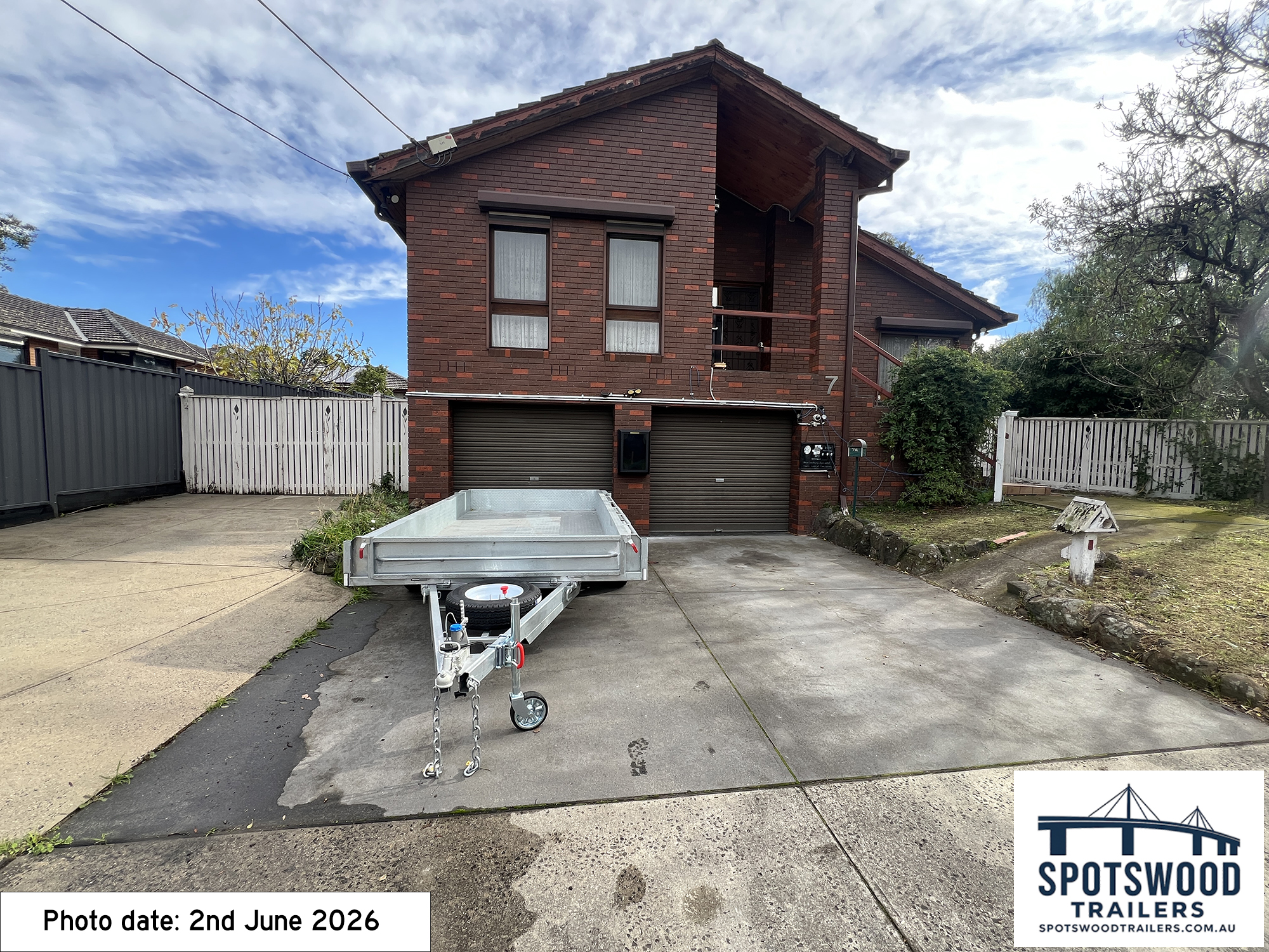 12x6 galvanised flat-top trailer front view - Spotswood Trailers - The Deckhand