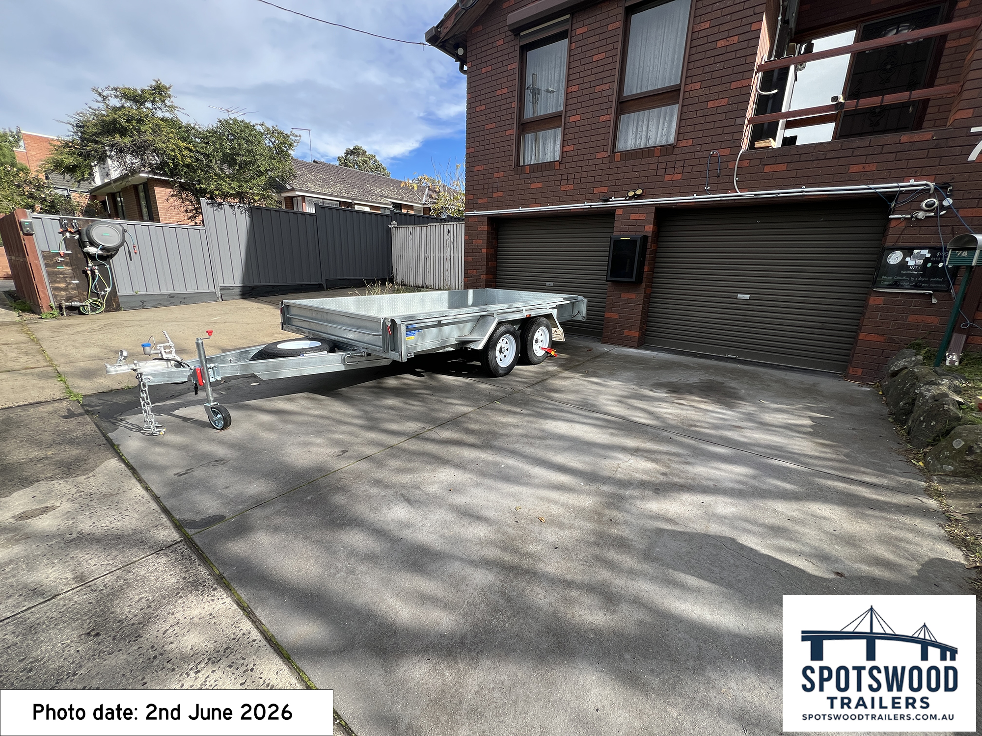 12x6 galvanised trailer side mid view showing open flat deck - Spotswood Trailers - The Deckhand
